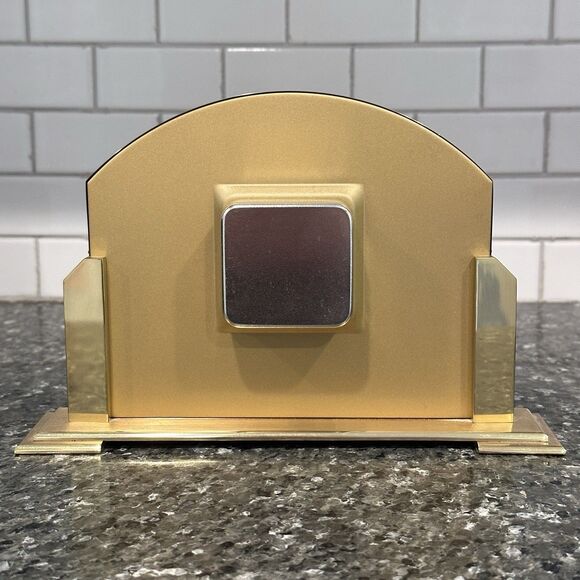 Vtg Bulova Goldtone Clock Youngstown Quartz Table Mantle Desk Art Deco MCM Retro - Picture 6 of 8